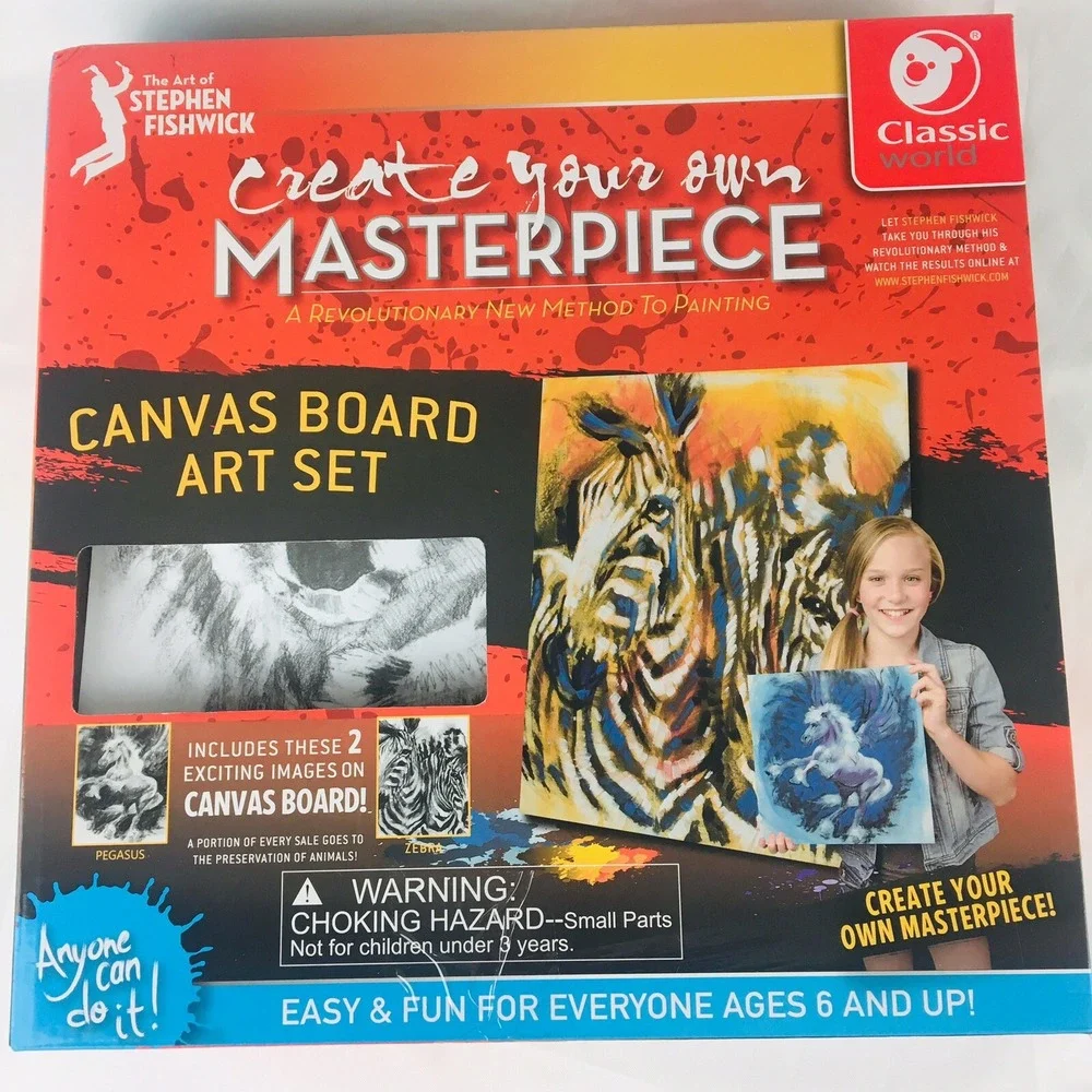 Art By Stephen Fiskwich Create Your Own Art Kit Painting 2 Set Horse & Zebra NEW